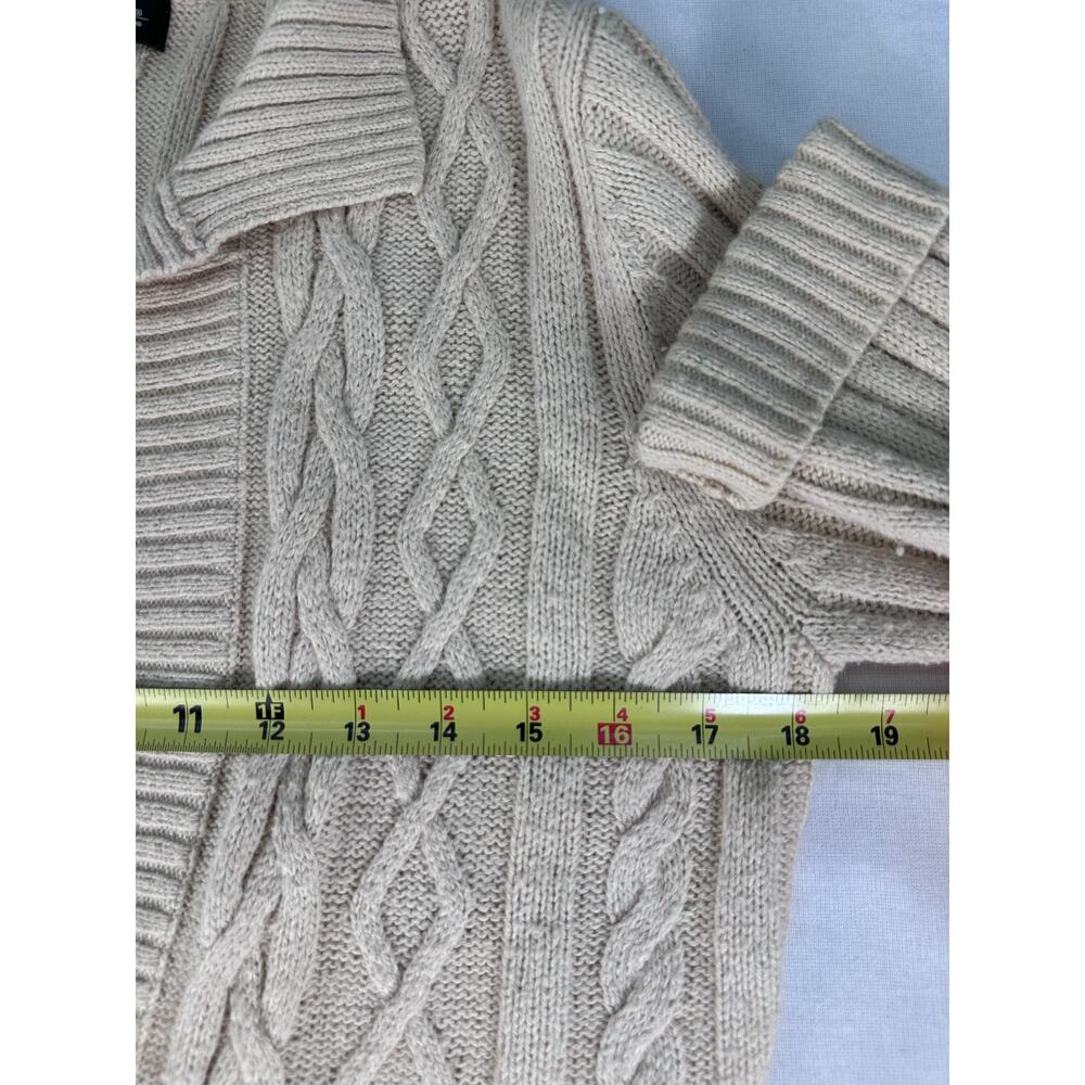 VTG Eddie Bauer Women's sz M Cotton Laine Wool Cream Chunky Knit Cardigan Y2K - Picture 5 of 8
